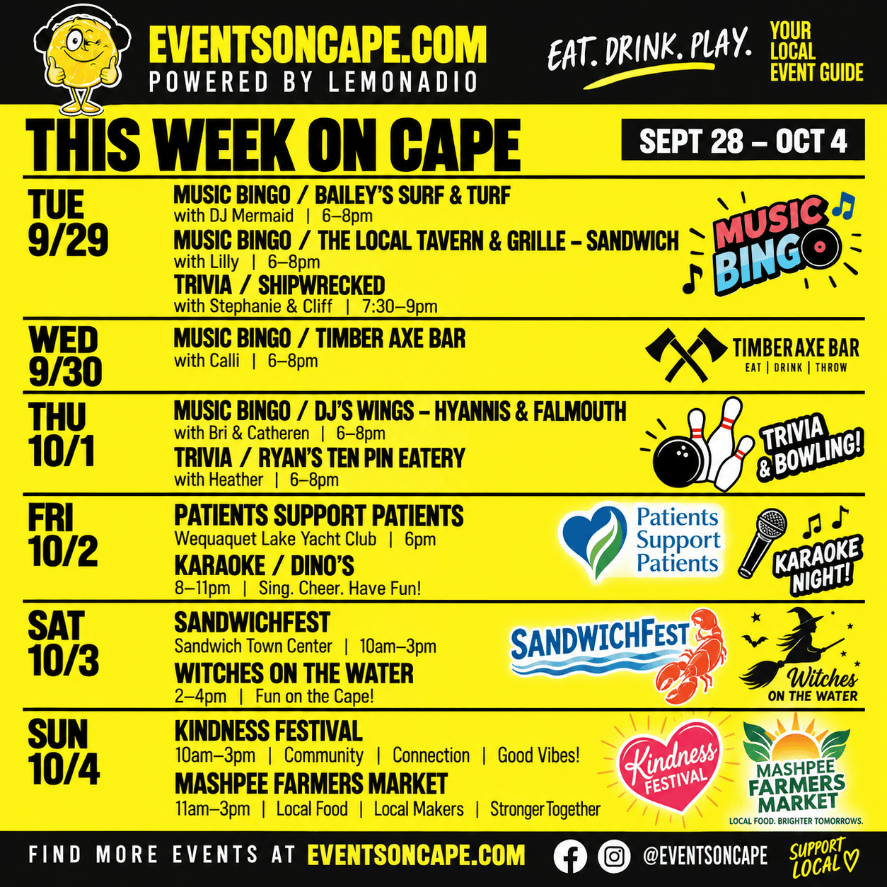 Entertainment line-up 9/30